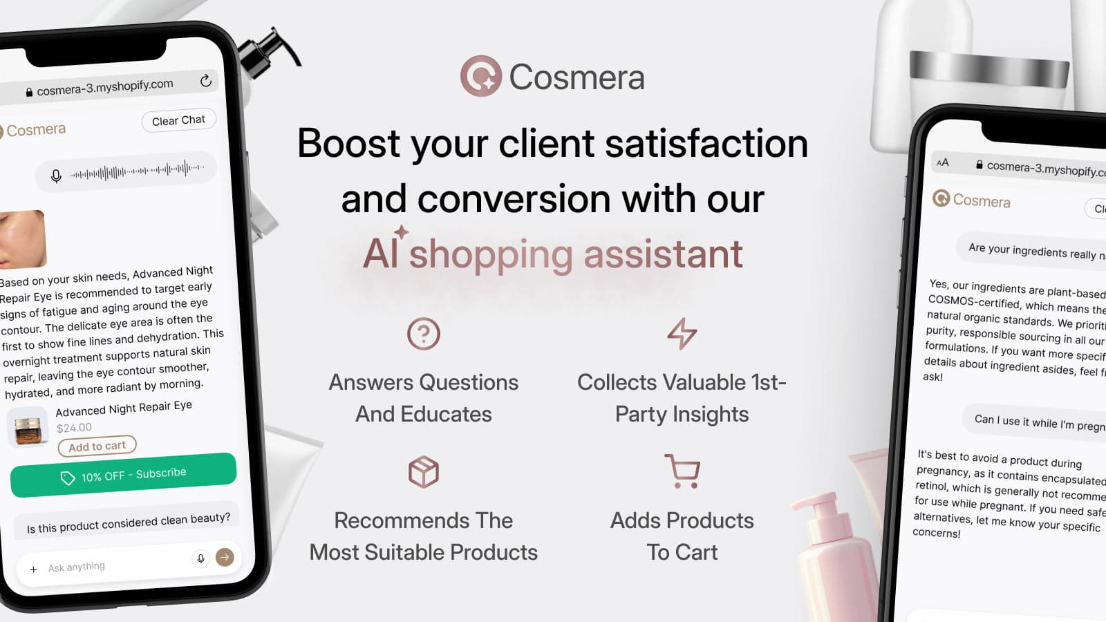 Cosmera — assistant d'achat IA sur une boutique Shopify