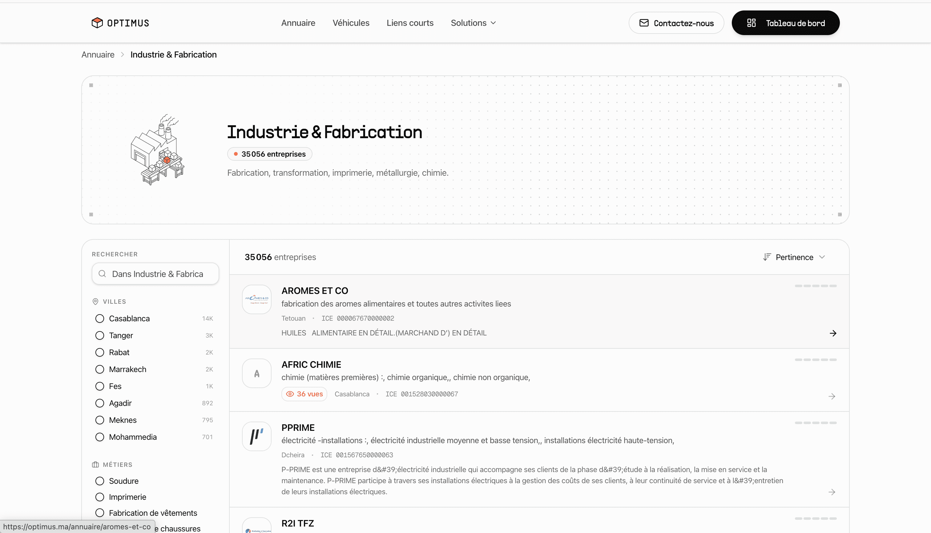 Optimus — annuaire Industrie & Fabrication